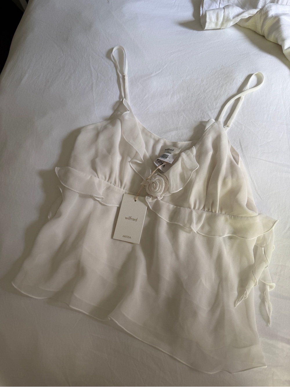 Wilfred Ivory Ruffle-Detail Silk-Blend Blossom Cami